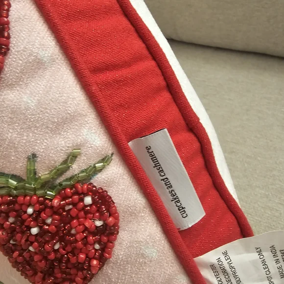 cupcakes & cashmere Heart Pillow with Red and Pink Strawberries - Picture 5 of 5